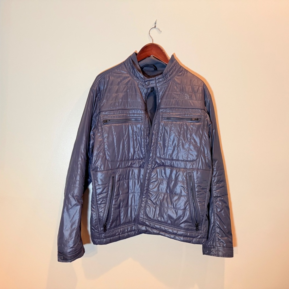 The North Face Jacket Mens XL Gray Bomber Insulated Puffer Mid-Weight Nylon
